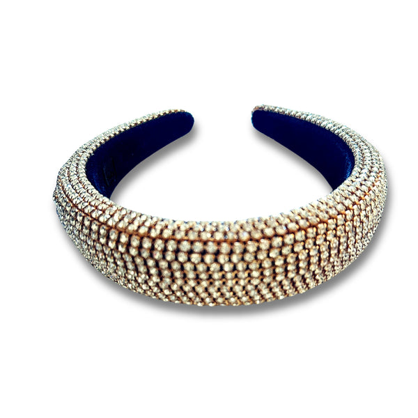 Elevated Headband - Clear Rhinestones + Gold Metal